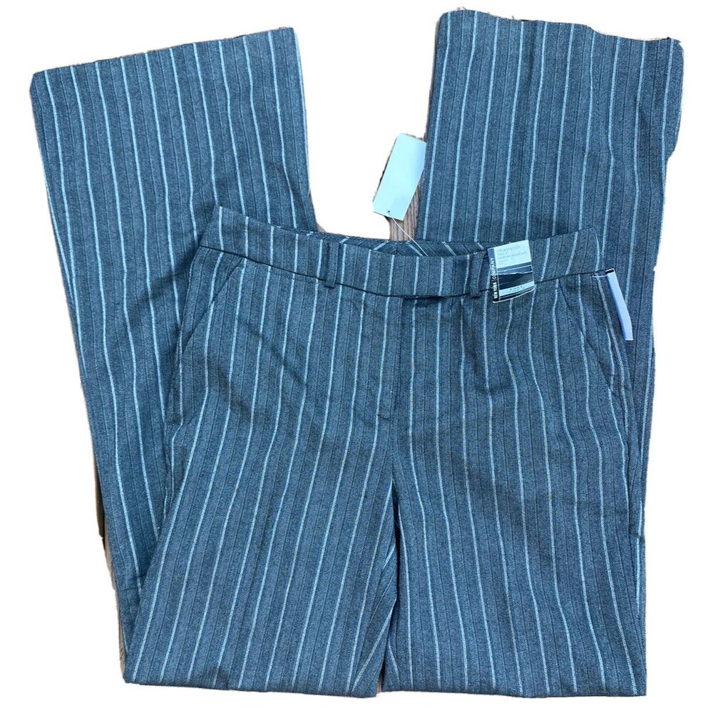 New York & Company Sz 4 Tall Gray Pinstripe Dress Pants City Stretch New